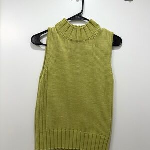 Sleeveless Green Knit Sweater